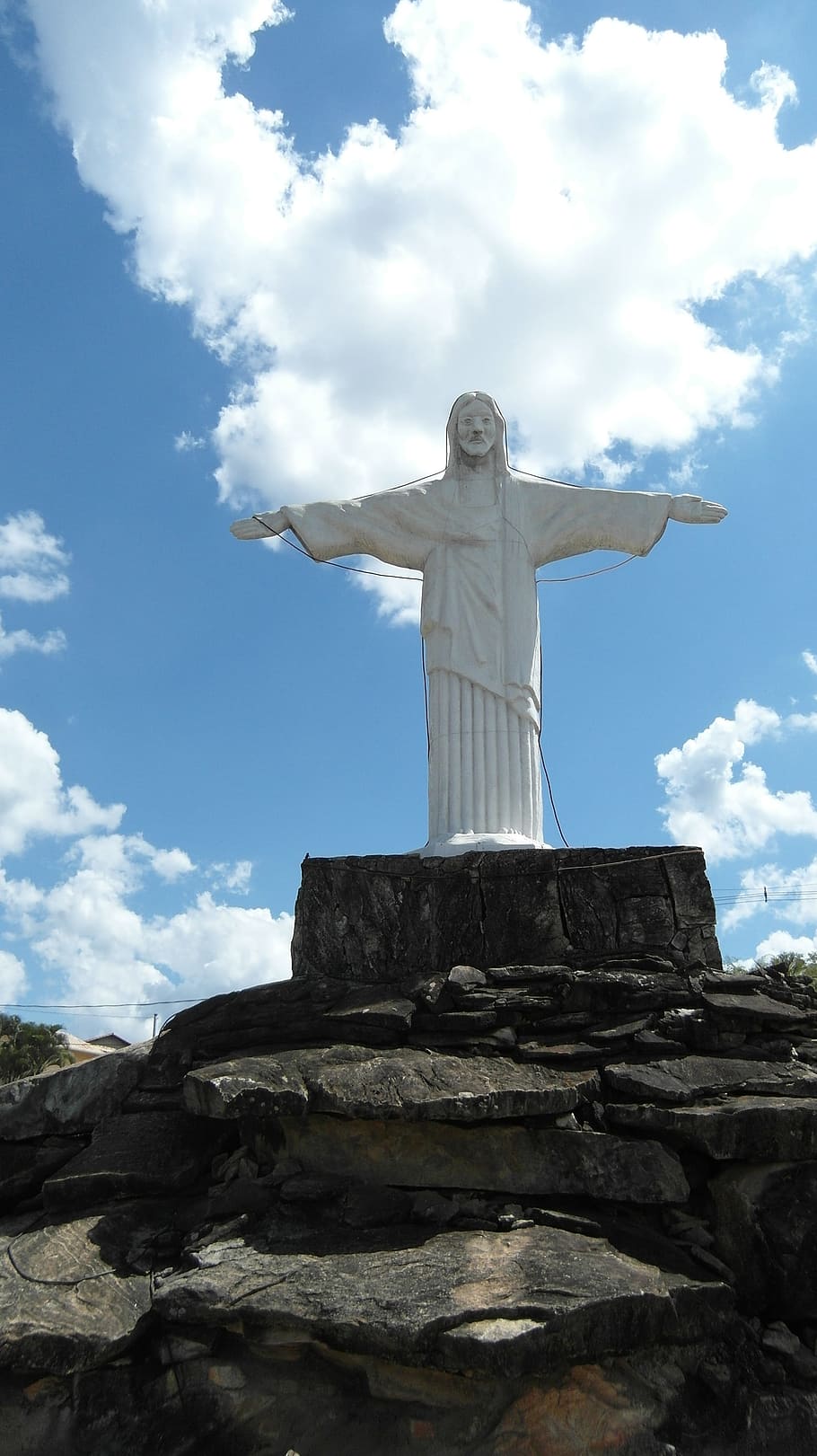 Christo, Statue, Minas Gerais, Brasil, sky, clouds, sculpture, HD wallpaper