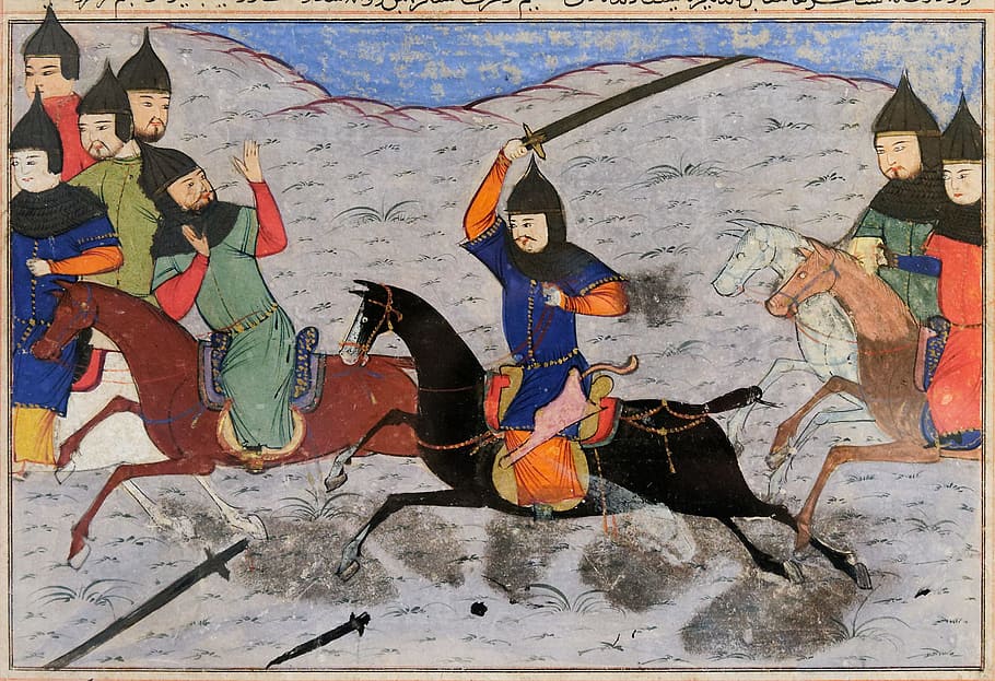 man holding sword while riding horse art work, Middle Ages, Sword Fighting