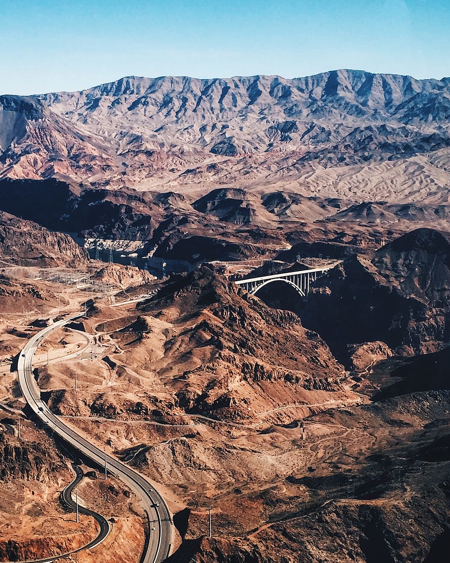 bridge, sand, rock, formation, nature, road, path, cars, vehicle HD wallpaper