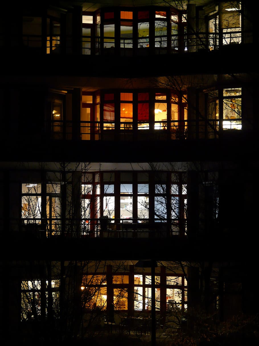 Building, Night, Lighting, Architecture, block of flats, window HD wallpaper