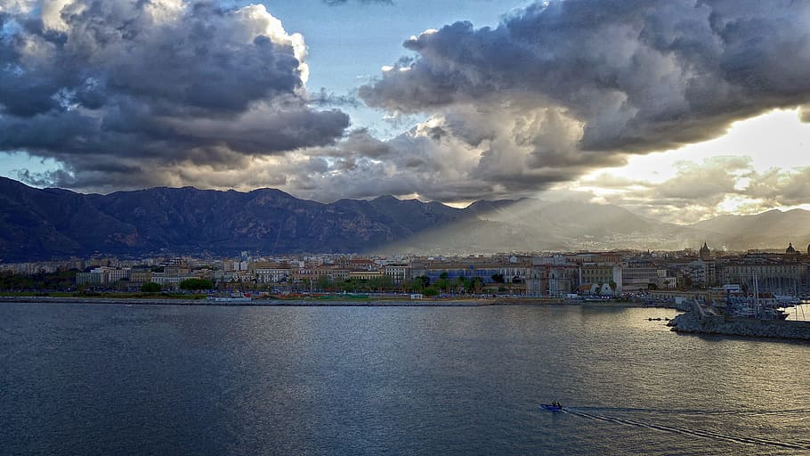 naples, after the storm, beach, clouds, sea, italian country HD wallpaper