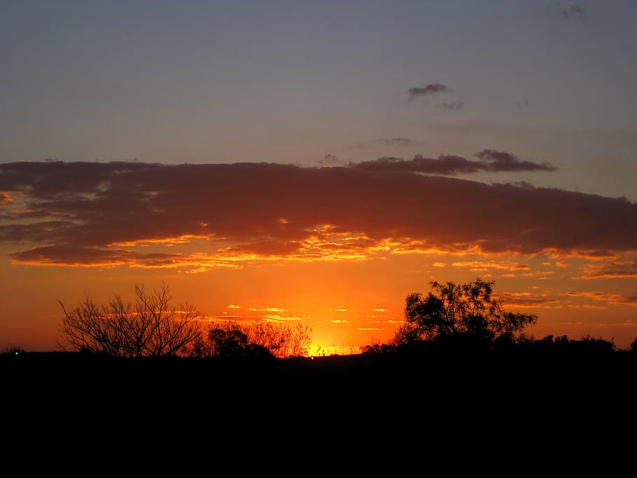 sunset, orange, bright, glow, clouds, gilt edging, sun disappearing HD wallpaper