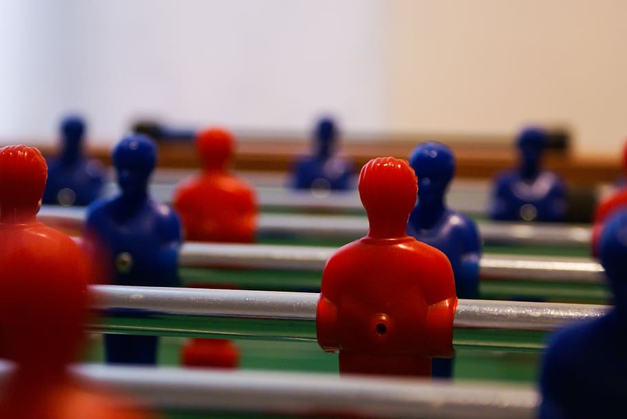 selective focus photo of a foosball table, time, gein, fun HD wallpaper
