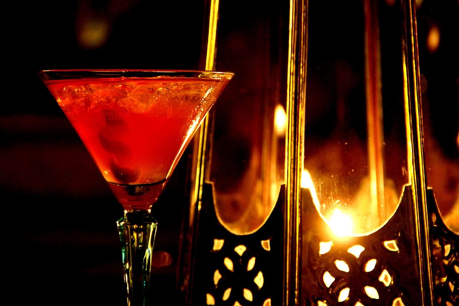 clear glass cocktail with wine, Drink, Prost, Candle, delicious HD wallpaper