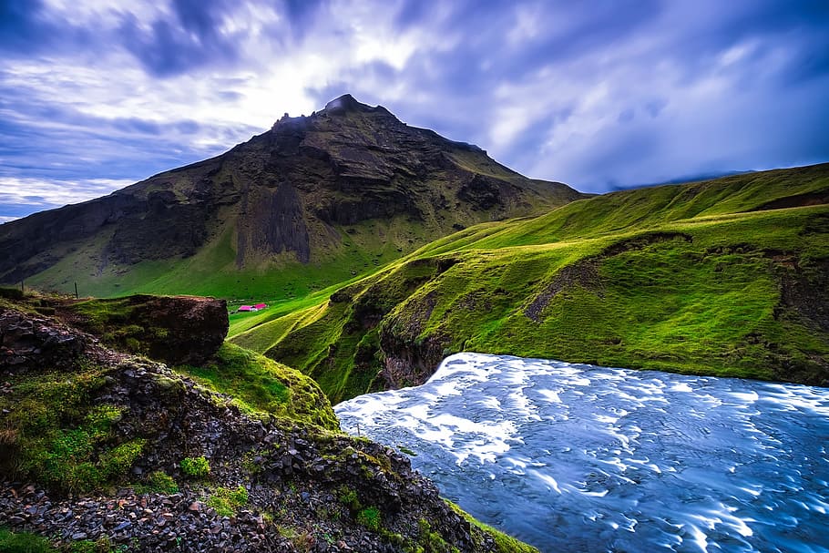 landscape photography of brown and green mountain range, iceland HD wallpaper