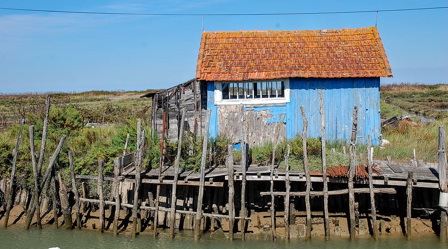 house, fisherman, island of oleron, oléron, france, river, HD wallpaper
