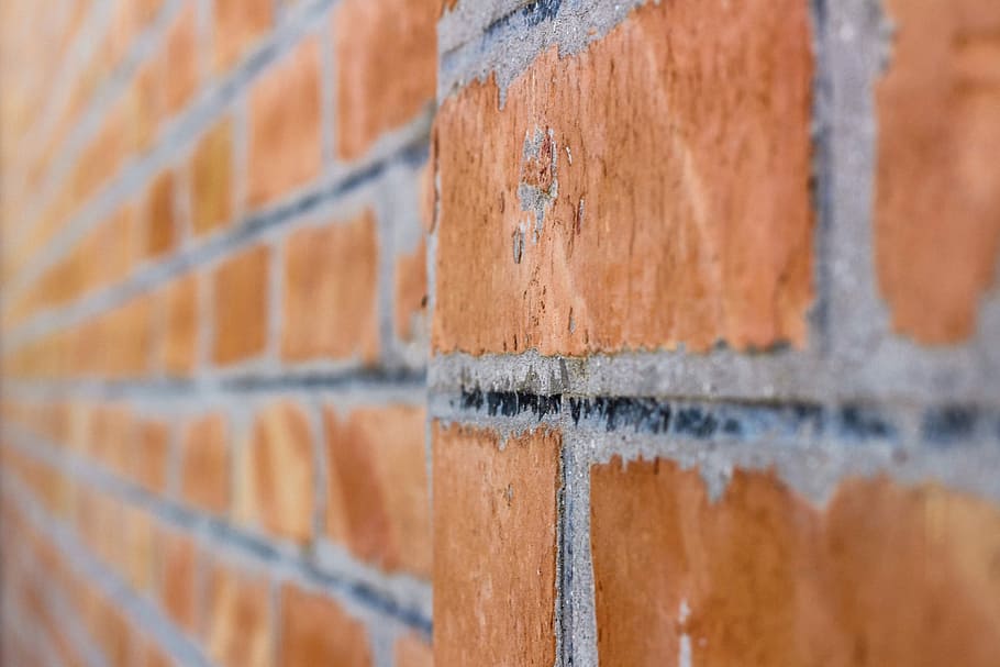 tilt shot of brick wall, shallow focus photography of brown brick wall HD wallpaper