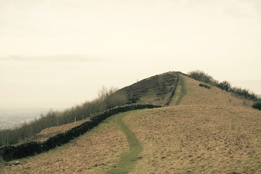sepia, hill, path, environment, sky, landscape, scenics - nature HD wallpaper