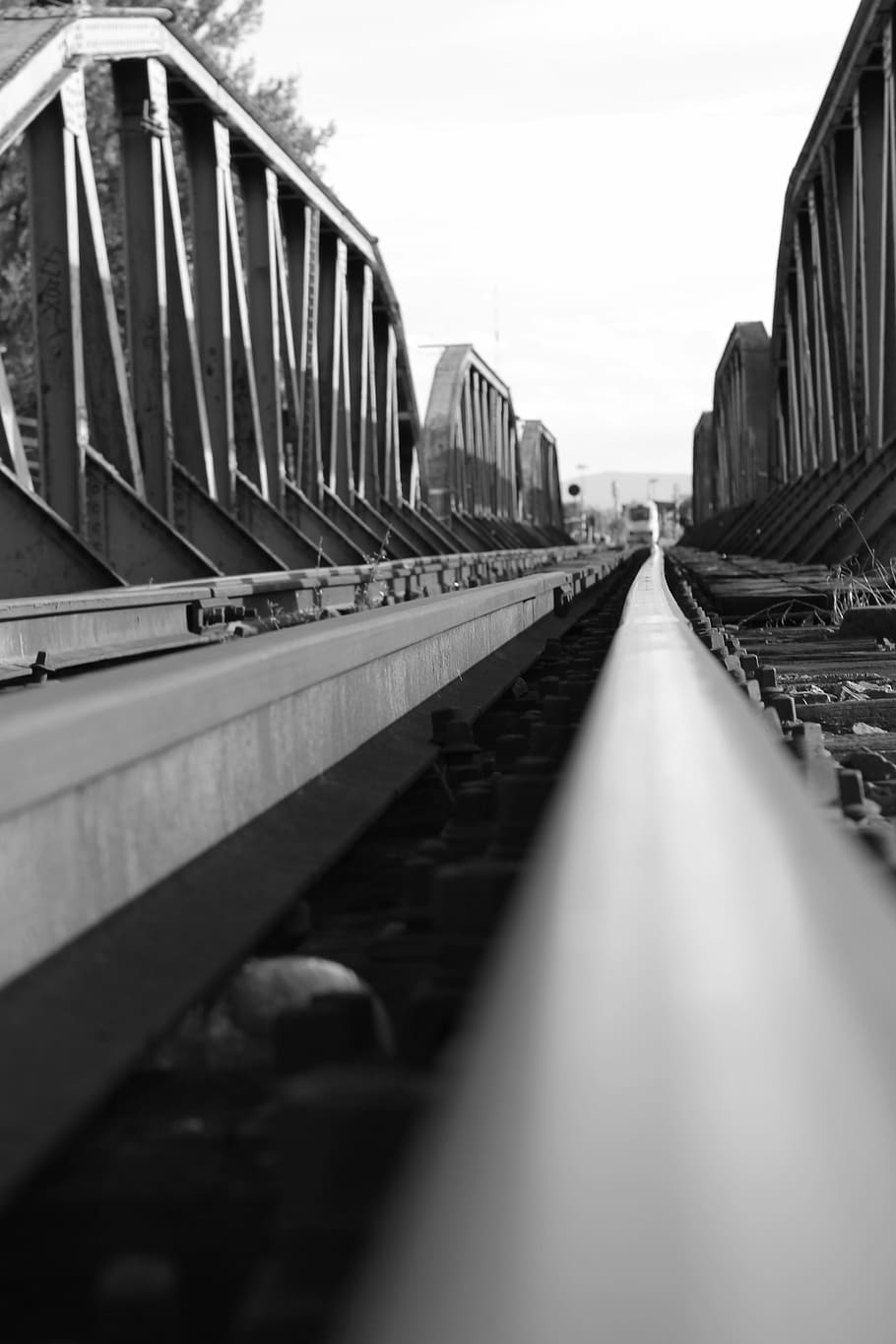railway, splint, bridge, rails, historic vehicle, train, package HD wallpaper