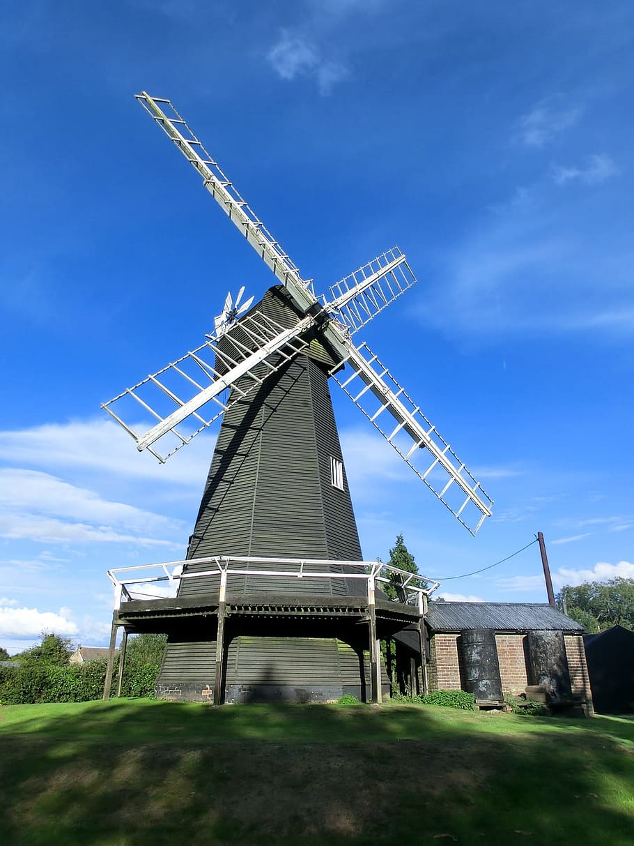 Windmill, Pinwheel, Kent, England, energy, sky, nature, netherlands HD wallpaper