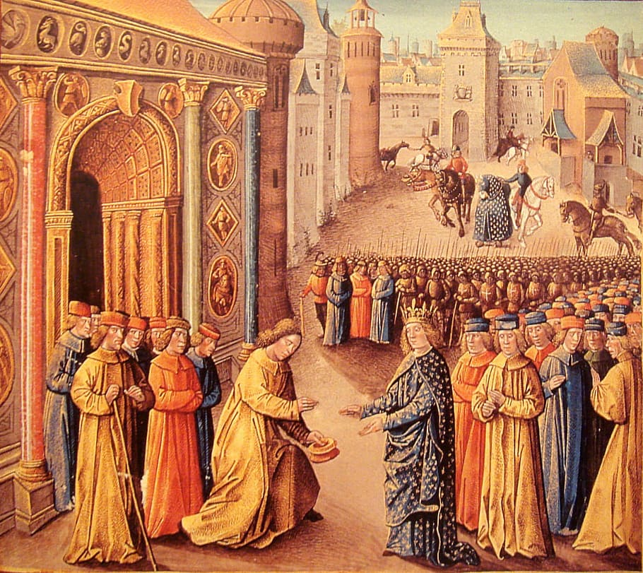 Raymond of Poitiers welcoming Louis VII in Antioch during the Crusades, HD wallpaper