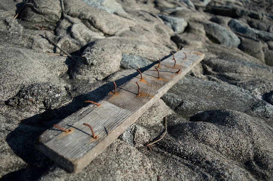 board, nails, nail board, solid, rock, no people, nature, rock - object HD wallpaper