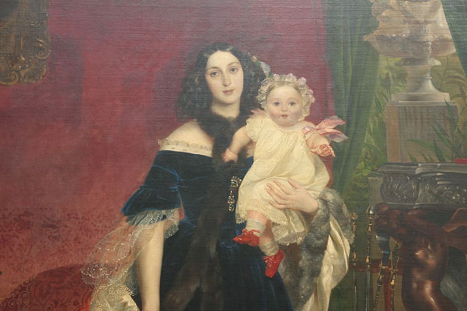 Painting, Oil, Oil Painting, Image, mother, looking at camera HD wallpaper