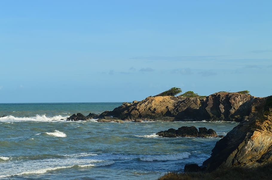Beach, Ocean, Rocks, Water, Trinidad, coastline, island, sea HD wallpaper