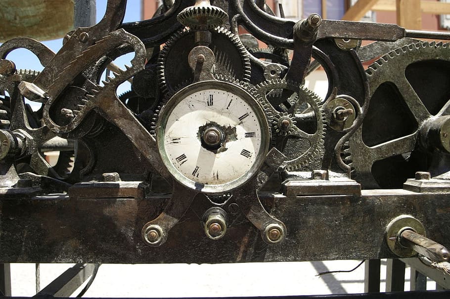 black metal clock gear, cogs, wheels, antique, mechanism, mechanical HD wallpaper