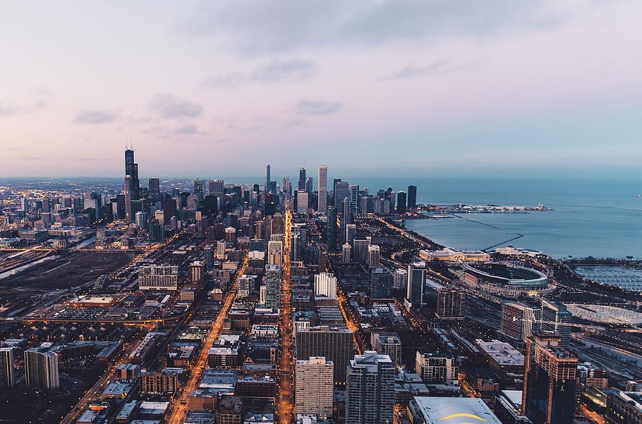 bird's eye view of city, untitled, building, cityscape, cloud HD wallpaper