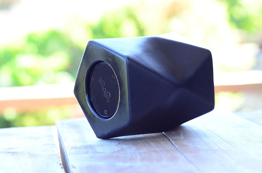 black Bluetooth speaker, wireless, phone, smartphone, cell phone HD wallpaper