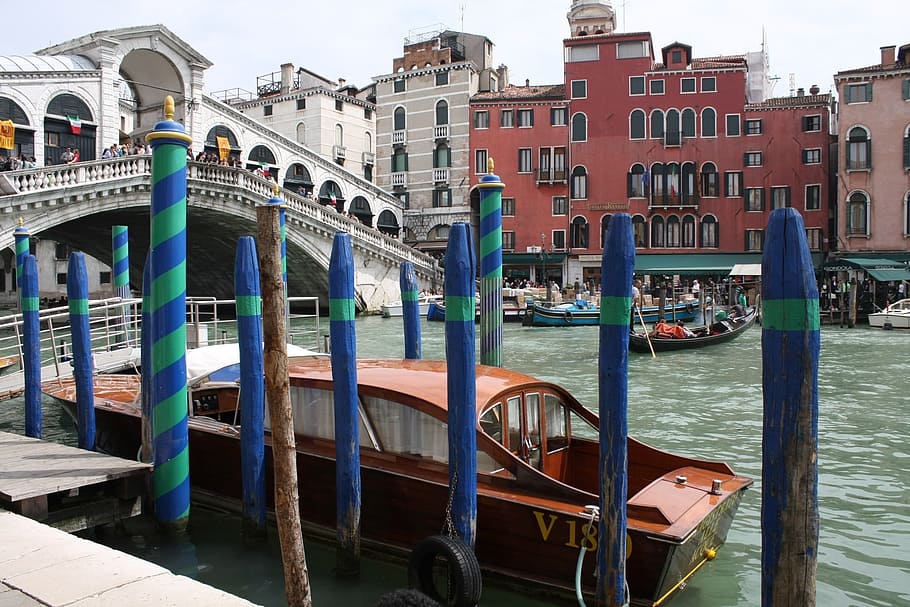Venice, Grand Canal, Rialto Bridge, Boat, italy, city on water, HD wallpaper