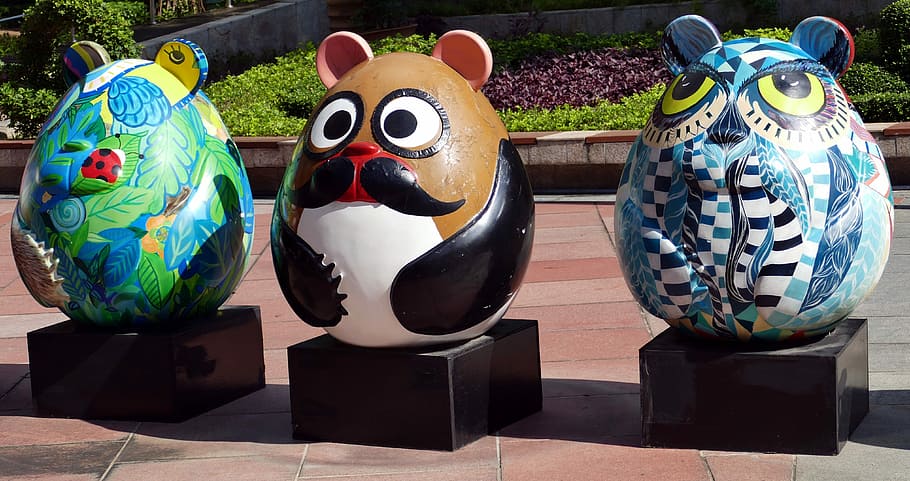 Mouse, Figure, Mice, Decoration, funny, sculpture, park, colorful HD wallpaper