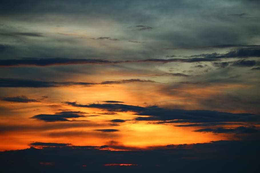sky, sunset, evening sky, afterglow, clouds, cloud - sky, dramatic sky HD wallpaper
