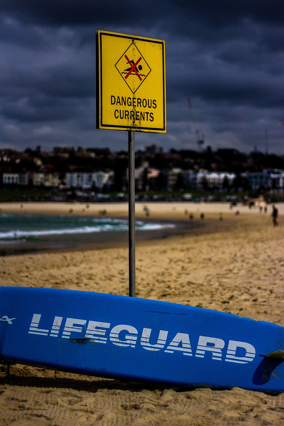beach, surf, sign, sand, lifeguard, summer, sea, board, coast HD wallpaper