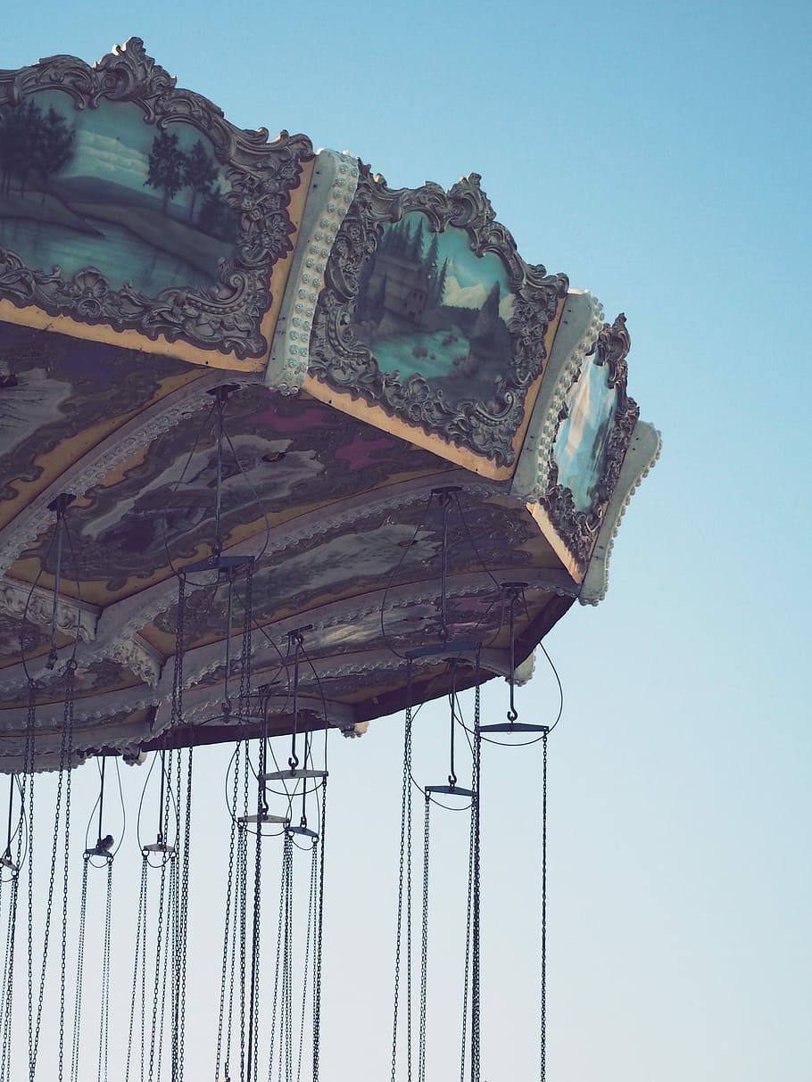 shallow focus photography of teal amusement park ride, untitled HD wallpaper