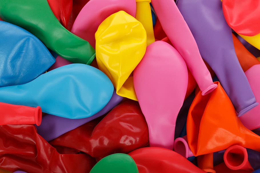 assorted balloons in close up photo, pattern, birthday, bright, HD wallpaper