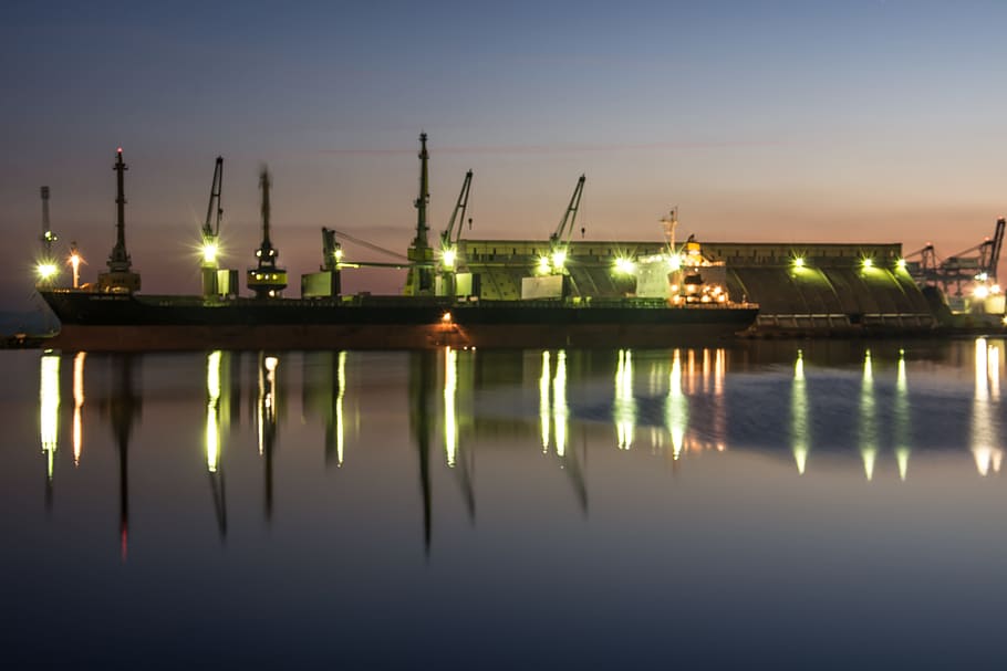 Port, Sunset, Bulgaria, Sea, Travel, Sky, water, landscape