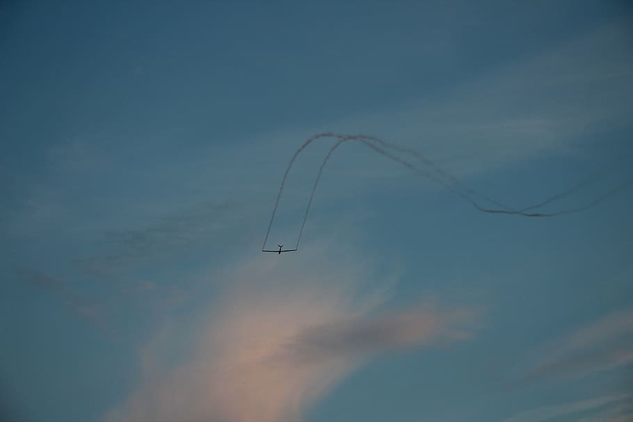 somersault, gliding, h-101, fly, aerobatics, smoke, tags, air, HD wallpaper