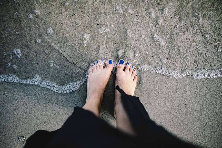 CLOSEUP OF GIRL'S LEGS AT SEASIDE, adult, beach, calm, coast