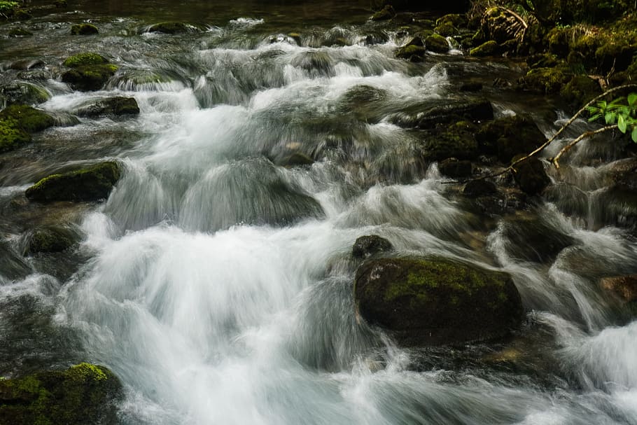 Water, River, Flow, Austria, kleinwalsertal, landscape, landscape water HD wallpaper