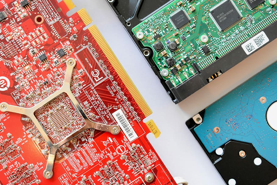 red circuit board, hardware, chipset, computer, semiconductor HD wallpaper