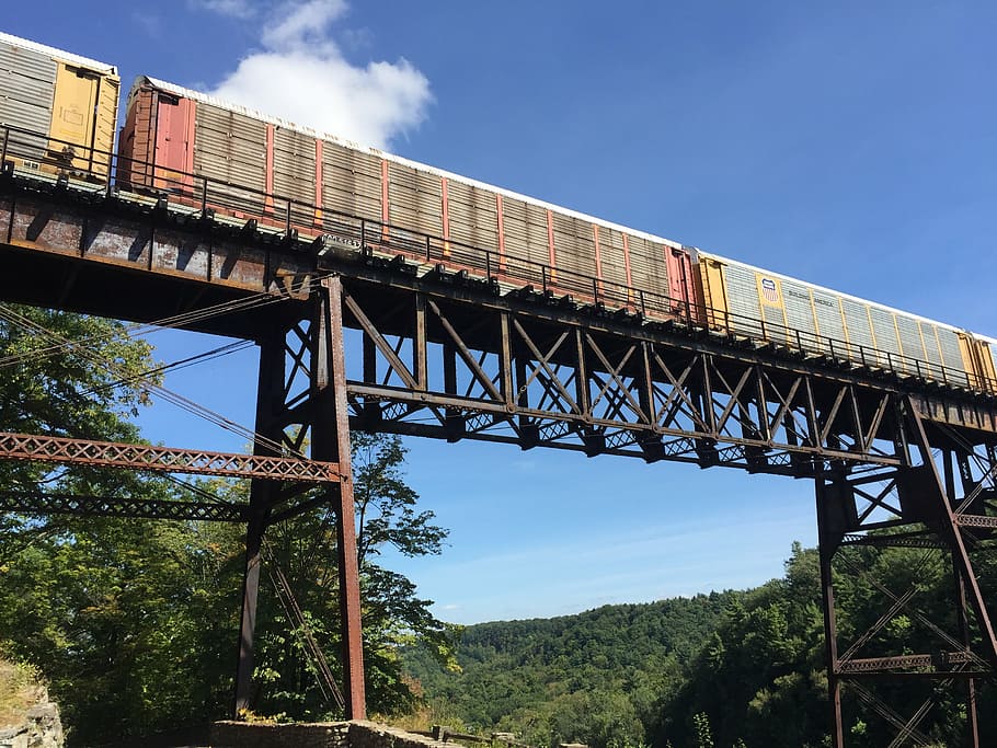 train, bridge, transportation, rail, railroad, track, tressle HD wallpaper