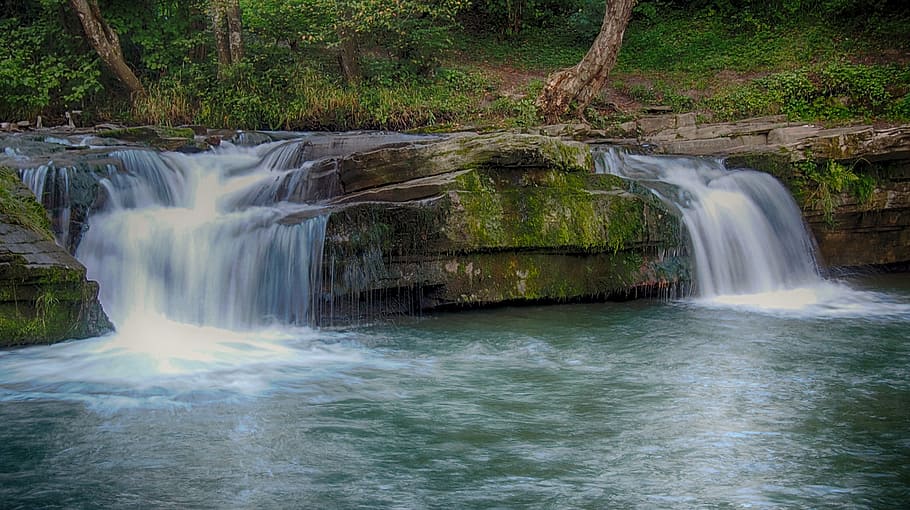photo of body of water, waterfall, nature, cascade, stream HD wallpaper