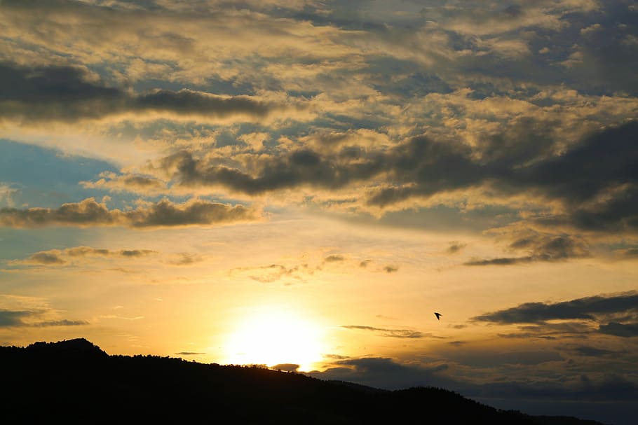 sunset, nature, sky, clouds, in the evening, solar, cloud - sky HD wallpaper