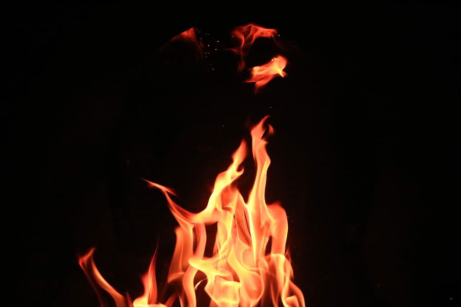 selective focus photography of fire, flaming with black background photography HD wallpaper