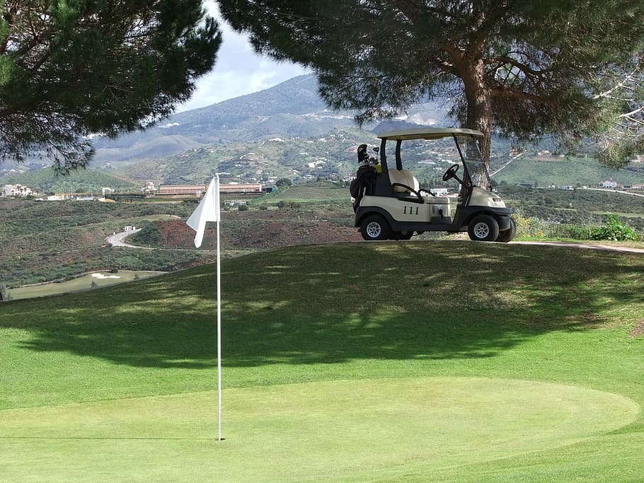 golf, spain, golf course, buggy, nature, bugyna, valley, landscape HD wallpaper