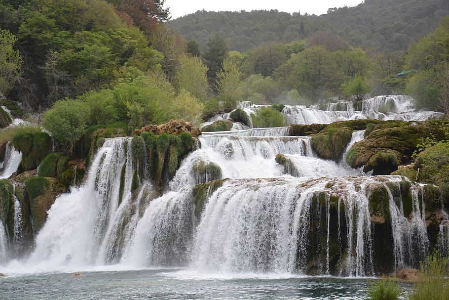 waterfall, landscape, nature, beauty in nature, motion, scenics - nature HD wallpaper