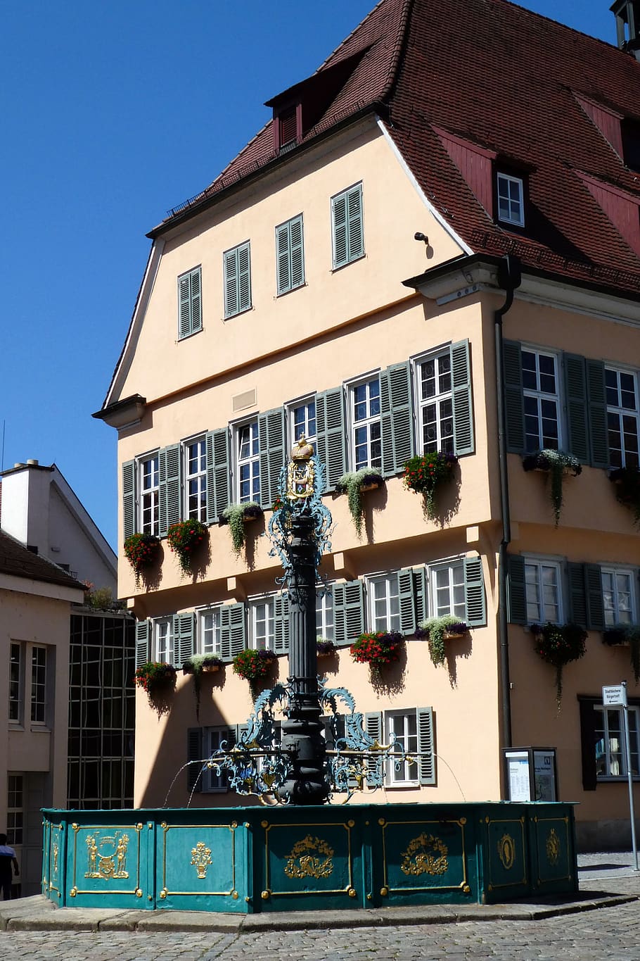nürtingen, market street, fountain, town hall, historic center, HD wallpaper