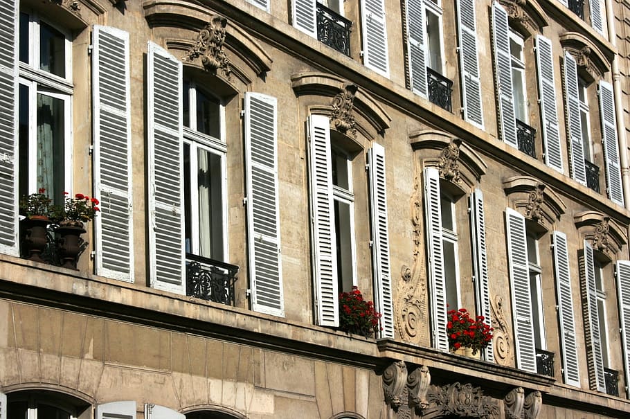 facade, windows, white windows, paris, facade of building, architecture HD wallpaper