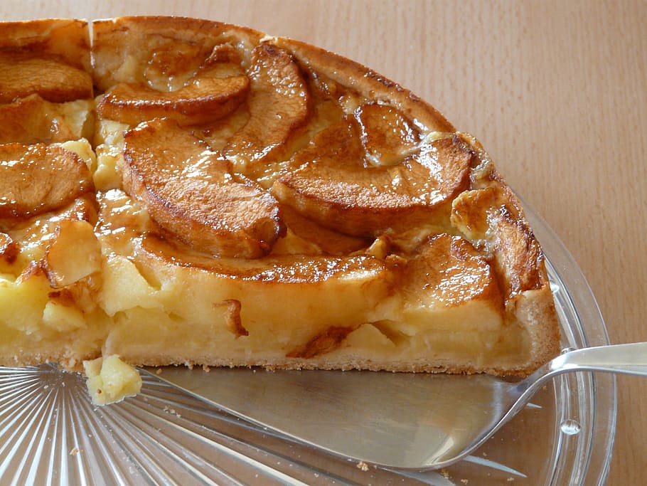 slice of apple pie on plate, Apple, Cake, Fruit, Sweet, dessert HD wallpaper