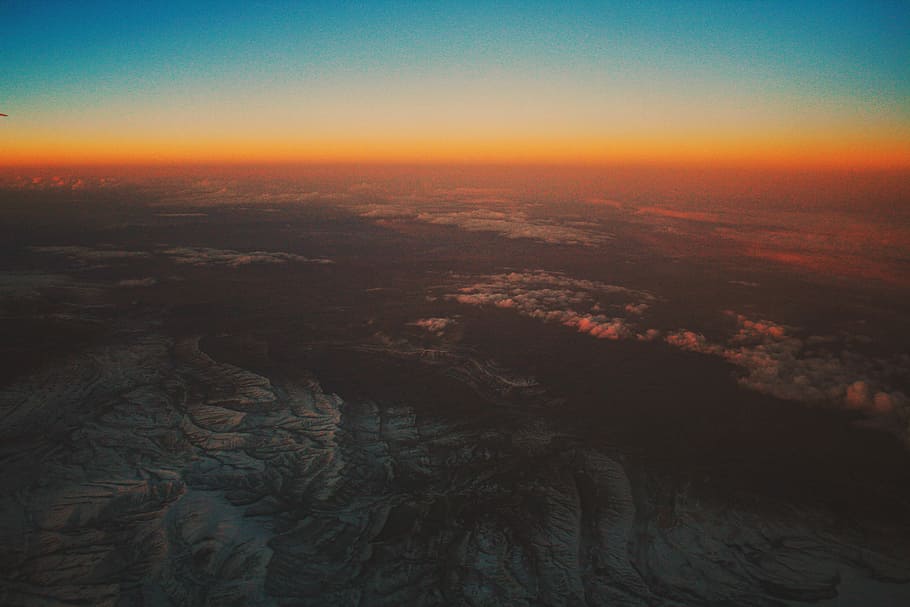 View Above Ridges, view of landscape during sunrise, sunset, night HD wallpaper