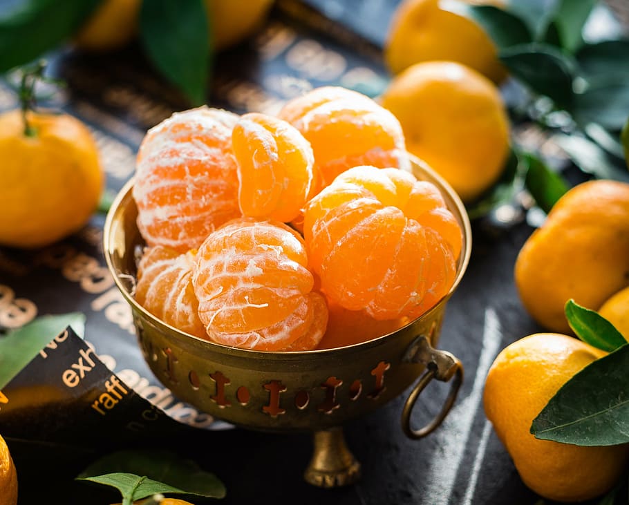 orange fruit, mandarins, citrus, sunlight, useful, food, tasty HD wallpaper