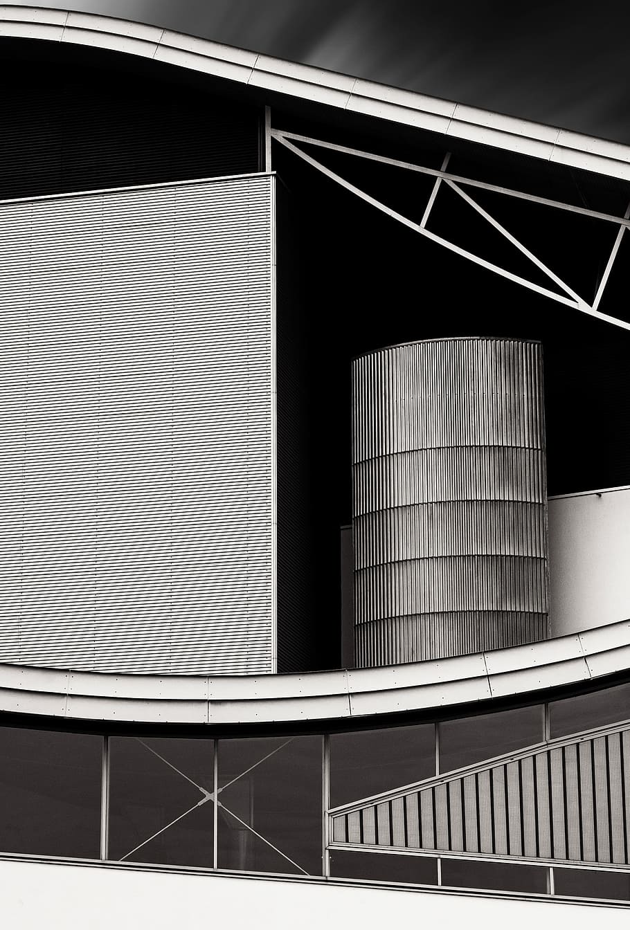 gray concrete building, gray geometric digital wallpaper, architectural HD wallpaper