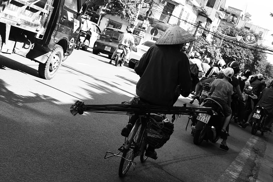 life, job, people, vietnam, worker, road, haiphong, bike, go, HD wallpaper
