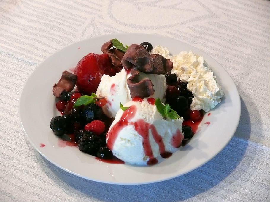 dessert, food, sweet, ice, ice cream, redcurrant, food and drink HD wallpaper