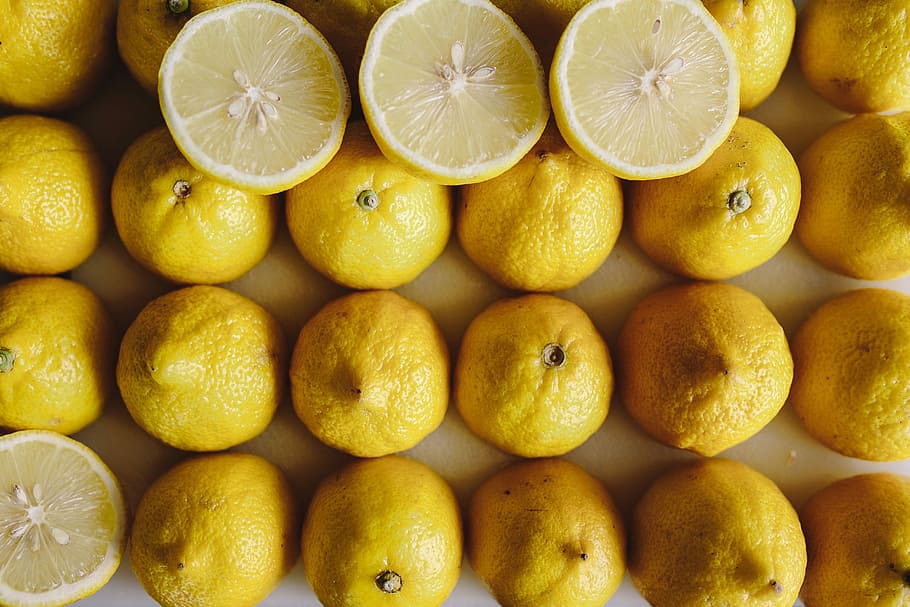 Fresh lemons, yellow, fruit, yeallow, halved, food, citrus Fruit HD wallpaper