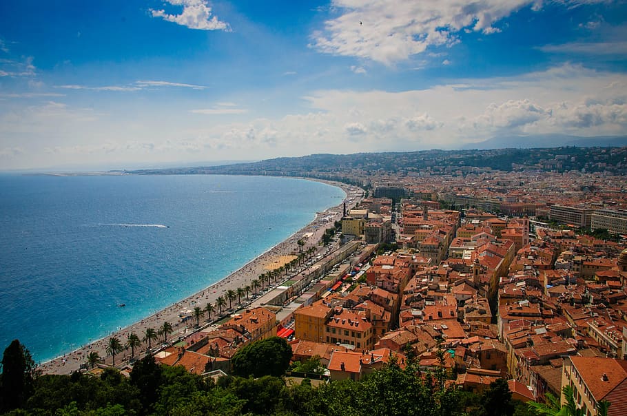 bird's eye view photography of houses, nice, roofs, summer HD wallpaper