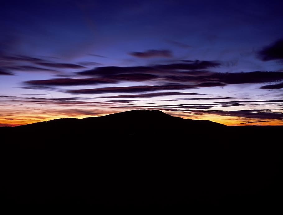 Mountain, Sunset, Silhouette, Landscape, sky, colorful, nature HD wallpaper