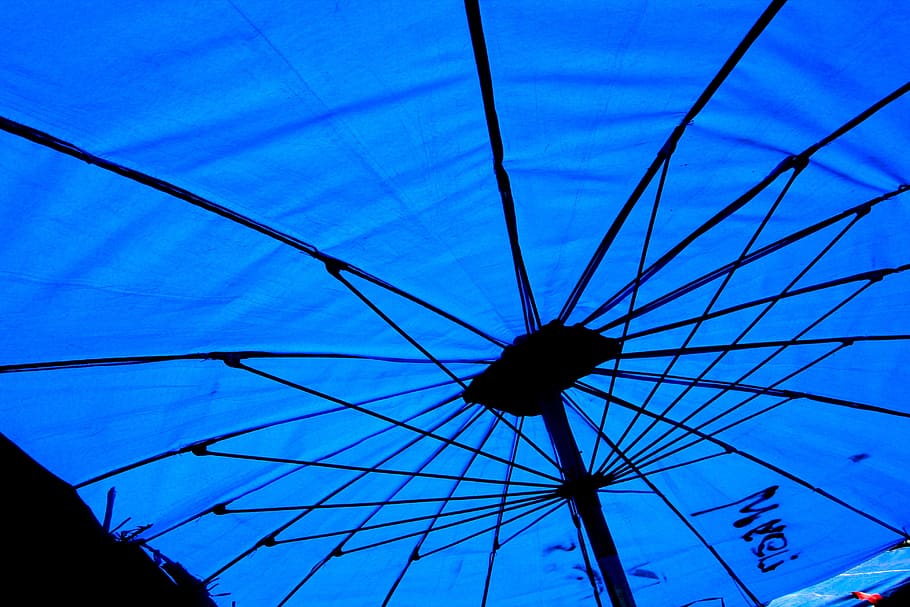 Parasol, Eastern, Oriental, blue, attractive, umbrella, outdoors HD wallpaper